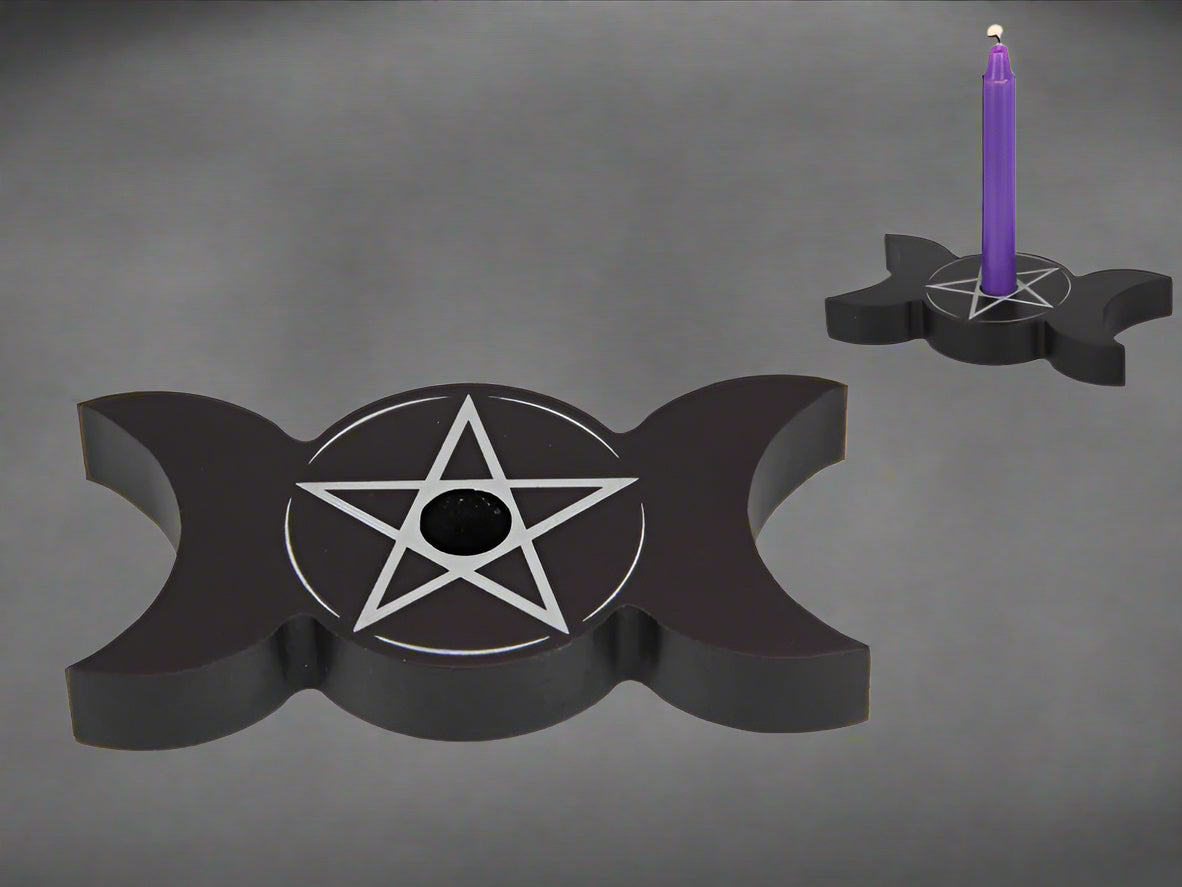 Pentagram and Moon Candle Holder