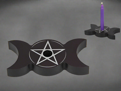 Pentagram and Moon Candle Holder